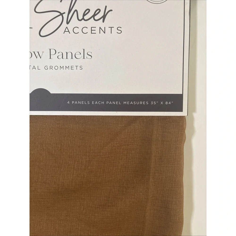 Sun Sheer Accents 4 Window Panels Brown w/ Silver Grommets 35 X 84